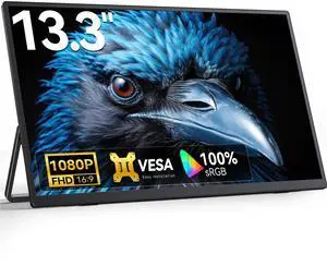 NEWSOUL Portable Monitor 13.3" 1080P 60Hz 100% sRGB Ultra Slim Computer Game Monitor For Laptop/Smartphone/Game