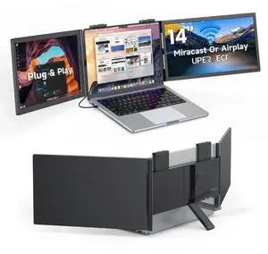 UPERFECT 14" Dual Laptop Screen Extender Triple Monitor Display via One USB-C Cable, 1080P FHD IPS Portable Monitor for 14-16.5" Laptops, Compatible with Mac/Windows, HDMI & Miracast UPERFECT 14" Dual Laptop Screen Extender Triple Monitor Display via One USB-C Cable, 1080P FHD IPS Portable Monitor for 14-16.5" Laptops, Compatible with Mac/Windows, HDMI & Miracast