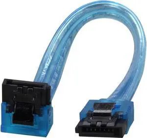 Model SC-SATA3-6-LL-BL-90 6" 90 Degree to 180 Degree SATA III 6Gb/s Data Cable w/Latch,UV Blue