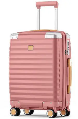 3-piece hard shell luggage set, 20 inch, 24 inch, 28 inch luggage, carry on luggage set, with swivel wheels, travel luggage set 20" Pink
