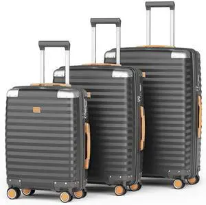 3-piece hard shell luggage set, 20 inch, 24 inch, 28 inch luggage, carry on luggage set, with swivel wheels, travel luggage set 20/24/28in Grey
