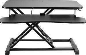 32 inch Desk Converter, K Series, Height Adjustable Sit to Stand Riser, Dual Monitor and Laptop Workstation with Wide Keyboard Tray, Black, DESK-V000K