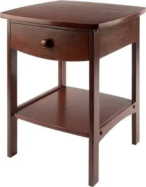 Winsome 22 x 18 x 18-Inch Wood Curved End Table/Night Stand with One Drawer, Brown (94918) Winsome 22 x 18 x 18-Inch Wood Curved End Table/Night Stand with One Drawer, Brown (94918)