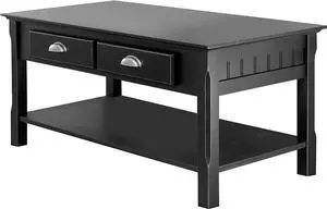 Winsome Timber Occasional Table with Drawers, for Living Room, 17", Black