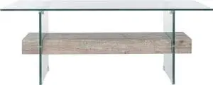 Safavieh Home Kayley Glass and Grey Oak Glass Coffee Table Safavieh Home Kayley Glass and Grey Oak Glass Coffee Table