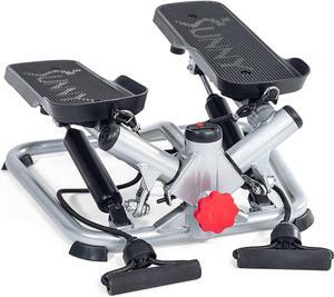 Sunny Health & Fitness Twist Stepper Machine Workout Cardio Equipment Gym Mini Stair Master Climber Thigh Space Squat Twist Stepper Advanced Twisted Resistance Band w Optional Connected Fitness