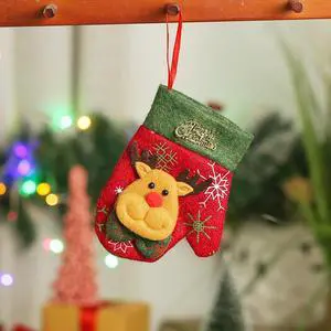 Christmas New Decorative Gift Bag Old Man Snowman Deer Hemp Plaid Edge Gift Bag Holiday Atmosphere Decoration Supplies
