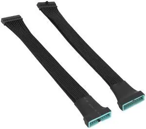2X Small Mini USB 3.0 19/20 Pin Internal Low Profile Extension Header Adapter Cable for Motherboard 6 inches Black Flat Wire Cable for Asus mini ITX Gigabyte HP Motherboard Plug and Play