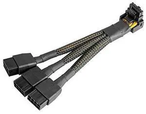 16Pin GPU Cable to 3X 8Pin Pcie - 16AWG PCIE 5.0 12VHPWR 600W 90 Degree Right Angle 16 Pin 12+4Pin Power Supply Adapter for RTX 4090 4080 3090TI 4070Ti Graphics Card Type-A(5.9Inch)