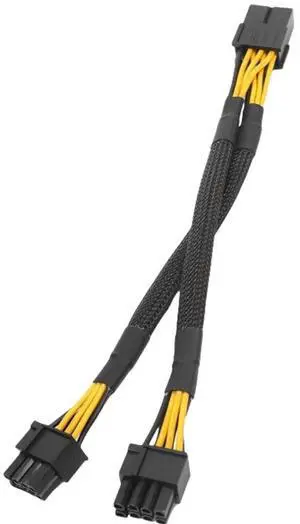 Dual 6 Pin Female to 8 Pin Male GPU Power Adapter Sleeved Cable 9.5-inch(24cm) Dual 6 Pin Female to 8 Pin Male GPU Power Adapter Sleeved Cable 9.5-inch(24cm)