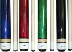 Set of 4 Aska L3 Pool Cue Sticks, 58", 13mm Tip, Hard Rock Canadian Maple Shaft, Wrapless