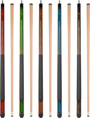 ASKA Set of 5 Pool Cue Sticks 58", Hard Rock Canadian Maple, 13mm Hard Glued On Tip, Mixed Weights and Colors, L22S5