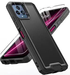 for REVVL 6 5G / REVVL 6X 5G Phone Case, with Screen Protector & Camera Lens Cover, Heavy Duty Dual Layer Phone Case, Military Grade Drop Proof Rugged Protective Shell (Black)