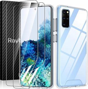 Rayboen for Samsung Galaxy S20 Plus Case with 2X Soft Screen Protector, Crystal Clear Hybrid Designed Protective Shockproof Slim Phone Cover for Galaxy S20+ Plus 5G