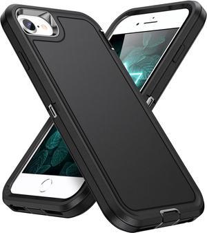 iPhone SE 2020 Case for Men, Hybrid Drop Test Heavy Duty Durable Shockproof Slim Fit Protective Phone Cover for iPhone SE 2020/iPhone 7/iPhone 8/iPhone SE 3 2022,Black
