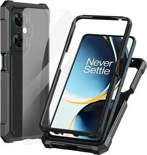 Ailiber for OnePlus Nord N30 Phone Case, One Plus N30 5G Case with Screen Protector Tempered Glass, 2 Layer Structure Protection, Shockproof Corner TPU Bumper, Slim Silicone Cover for Plus 1 N30-Black