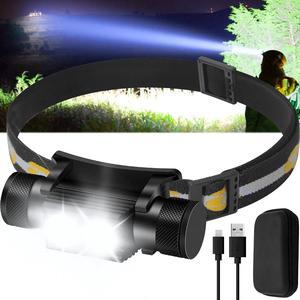 1200 Lumen Rechargeable LED Headlamp, Black, Battery Powered, Adjustable Light Modes, Impact Resistant, Waterproof