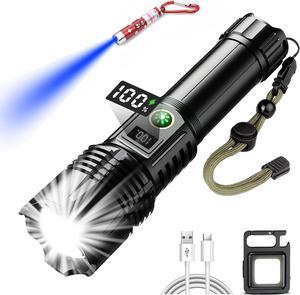 Flashlights Rechargeable High Lumens, Ultra Powerful LED 250000 Lumens Super Bright Tactical Flashlight High Power Handheld Flash Light Waterproof Zoomable 5 Modes for Camping, Emergency, Home