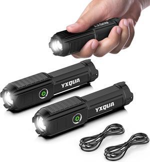 2 Pack USB Rechargeable Flashlight - Small & Bright LED Mini Flashlights, High Lumens, 4 Modes, Zoomable, The Size of Pocket Gifts for Kids