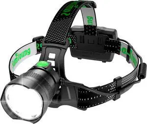 100000 LM Headlamp Induction Function 7 Modes 50h Long Lasting Battery Life Head Lamp IP67 Waterproof Zoom LED Headlamp 90°Angle Adjustable for Outdoor Indoor Camping Running Hunting Car Repair