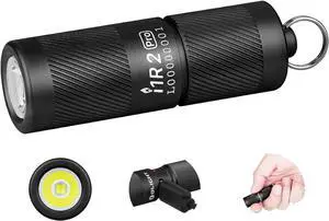 I1R 2 Pro Eos 180 Lumens EDC Rechargeable Keychain Flashlight Powered by Built-in Rechargeable Battery with Type-C USB Cable Slim Mini Handheld Light for Everyday Carry (Black)