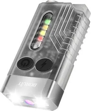 BORUIT V10 Small Powerful Pocket Flashlight with 365nm UV Black Light - Super Bright 1000 LM, USB C Rechargeable LED Keychain Flash Light with COB Side Light, Magnet Buzzer- 12 Modes, IPX4