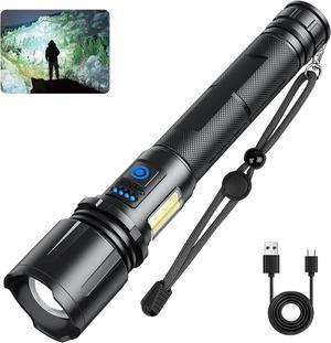 Cinlinso Flashlights High Lumens Rechargeable, 900,000 Lumens Super Bright Led Flashlight, 7 Modes with COB Light, IPX6 Waterproof, Handheld Powerful Flash Light for Huting, Camping, Emergecies