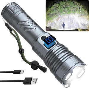 Rechargeable 900,000 High Lumens Flashlights, Super Bright LED Flash Light as Powerbank with 5 Light Modes & IPX6 Waterproof, 5000mAh,12 Hours Long Life for Home, Camping, Outdoor