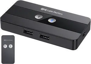 Cable Matters USB 2.0 Switch Hub USB Sharing Switch for 2 Computers and 4 USB Peripherals - Button or Wireless Remote Control Swapping