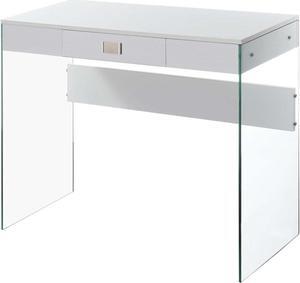 Convenience Concepts SoHo 1 Drawer Glass 36 inch Desk, White