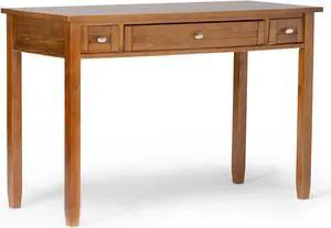 SIMPLIHOME Warm Shaker SOLID WOOD Rustic Modern 48 inch Wide Home Office Desk, Writing Table, Workstation, Study Table Furniture in Light Golden Brown with 2 Drawers