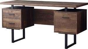 Monarch Specialties Computer Desk with Drawers - Contemporary Style - Home & Office Computer Desk with Metal Legs - 60"L (Brown Reclaimed Wood Look)