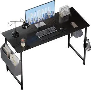 Pamray 47 Inch Computer Desk for Small Spaces with Storage Bag, Home Office Work Desk with Headphone Hook, Small Office Desk Study Writing Table