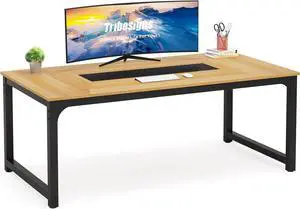Tribesigns Modern Computer Desk, 70.8 x 35.4 inch Large Executive Office Desk Computer Table Study Writing Desk Workstation for Home Office, Walnut/Black