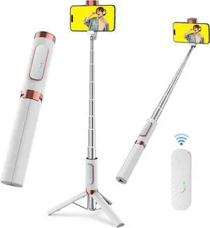 CellphoneTripod with Remote, Aluminum Alloy Selfie Stick Tripod, Best Foldable Mini Extendable Tripod Stand 270° Rotation Compatible with iPhone/Android Travel Essentials