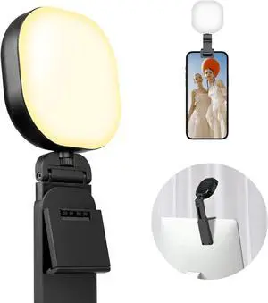 Sensyne Selfie Light 60 LED Video Conference Lighting Adjusted 3 Light Modes Rechargeble Clip-on Fill Light Compatible with Cell Phone iPad Laptop for Live Streaming Selfie Vlog Zoom Calls