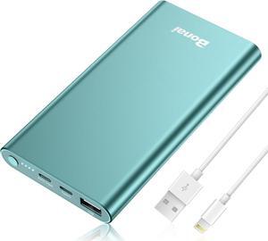 BONAI Portable Charger 12,000mAh 5V/3A Fast Charging Power Bank, Dural Input & Output Ports (USB-C in & Out) Portable Phone Charger for iPhone 15/14/13/12 Series Samsung Galxy Android iPad etc - Mint
