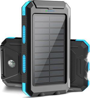 ERRBBIC Solar Power Bank,   Portable Charger 38800mah, Waterproof Battery Backup Charger, Solar Panel Charger with Dual LED Flashlights, Suitable for Outdoor Camping Travel