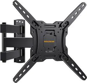 Perlegear Full Motion TV Wall Mount for 26-55 inch Flat or Curved TVs, Wall Mount TV Bracket with Articulating Arm, Swivel, Tilt, Extension, Corner TV Wall Mount Max VESA 400x400mm up to 60 lbs PGMFK3