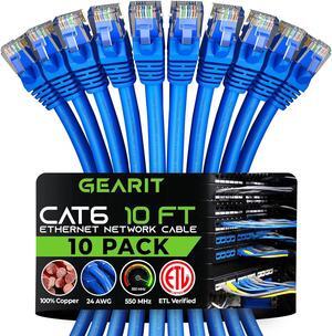 GearIT Cat 6 Ethernet Cable 10 ft (10-Pack) - Cat6 Patch Cable, Cat 6 Patch Cable, Cat6 Cable, Cat 6 Cable, Cat6 Ethernet Cable, Network Cable, Internet Cable - Blue 10 Feet