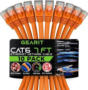 GearIT Cat 6 Ethernet Cable 7 ft (10-Pack) - Cat6 Patch Cable, Cat 6 Patch Cable, Cat6 Cable, Cat 6 Cable, Cat6 Ethernet Cable, Network Cable, Internet Cable - Orange 7 Feet