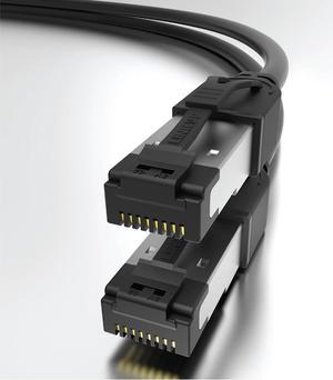 LINKUP  [40Gbps Certified] Cat8 Ethernet Patch Cable Double Shielded2000MHz (2GHz) Cat8.1Future Proof LAN Wires Compatible with Cat7A, Cat7, Cat6A, 25G, 10G, 1G Network [Black] - 3ft (0.9M)