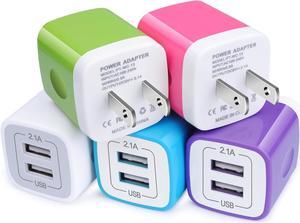 USB Charger Plug,Wall Charger,Charging Block,5Pack 2.1A/5V Portable Power Cube Charger Adapter Compatible for iPhone 16/15/14/13/12/11 Pro Max/Xs Max/XR/8/7/6S/6,Samsung Galaxy S24 S23 S22 S21,LG,Moto