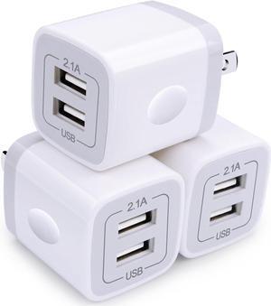 Wall Charger, USB Brick 3Pack 2.1A/5V Dual Port USB Plug Charger Cube Power Adapter Fast Charging Block for iPhone 15 14 13 12 X 8 7 6 Plus 5S,iPad,Samsung Galaxy S8 S7 S6 Edge,LG,Moto,Android Phone.