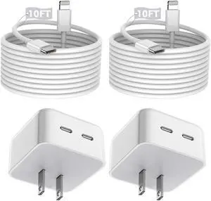 iPhone Charger Fast Charging, 40W Dual USB C Wall Charger [MFi Certified] 2Pack Super Quick Double Port Apple Charger with 10FT Long Lightning Cable for iPhone 14/14 Pro/14 Pro Max/14 Plus/13/12/11/X