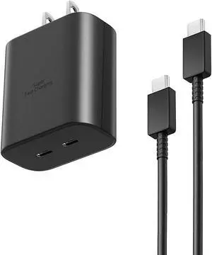 45W Samsung Dual Port USB C Fast Wall Charger with 5FT Type C Charging Cable,Surper Fast Charger Type C Charging Block for Samsung Galaxy S24 Ultra/S24/S24+/S23 Ultra/S23/S23+/S22 Ultra/S22/S22+/S21