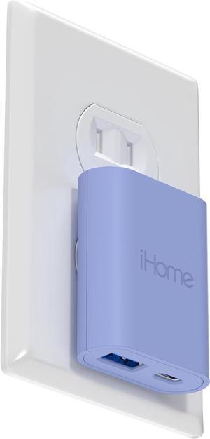 iHome USB C Charger: AC Pro 20W Multiport USB Charger (1 USB-C Port, 1 USB-A Port), Flat USB C Charger Block, Dual Port USB Plug Adapter & Phone Charging Block