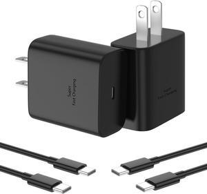 45W Samsung Charger USB-C 2 Pack Fast Charging for Samsung Galaxy S23 Ultra S24 Ultra,S24/S24+/S23/S23+/S22/S21,Z Fold 5/Z Flip 5,Galaxy Tab S8/S7, with 6FT Type C Cable PPS Wall Charger