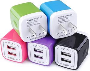 USB Wall Charger,Charging Block,5Pack 2.1A Wall Plug Power Cube Brick Charger Adapter Compatible with iPhone 16 15 14 13 12 11 Pro Max/Xs/XR/8/7/6 Plus,Samsung Galaxy S23 S22 S21 S20 A10e A20 A50 A80