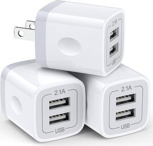 USB Wall Charger, Charging Adapter 3Pack 2.1A Dual Port USB Wall Charging Plug Block Head Box Travel Charger Cube Compatible Phone 15 14 13 12 11 Pro Max XS XR X 8 7 Plus,Pad,Pod,Samsung,Android Phone